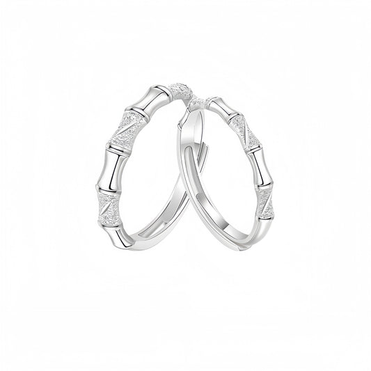 Sterling Silver Bamboo Couple Ring Unisex Adjustable Opening For Couples By Planderful Everyday Genie