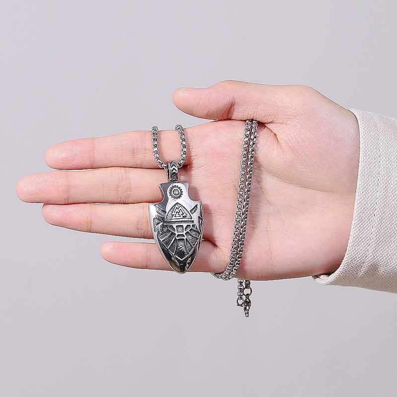 Steel Necklace – Vintage Unisex Double-Sided Arrow Pendant