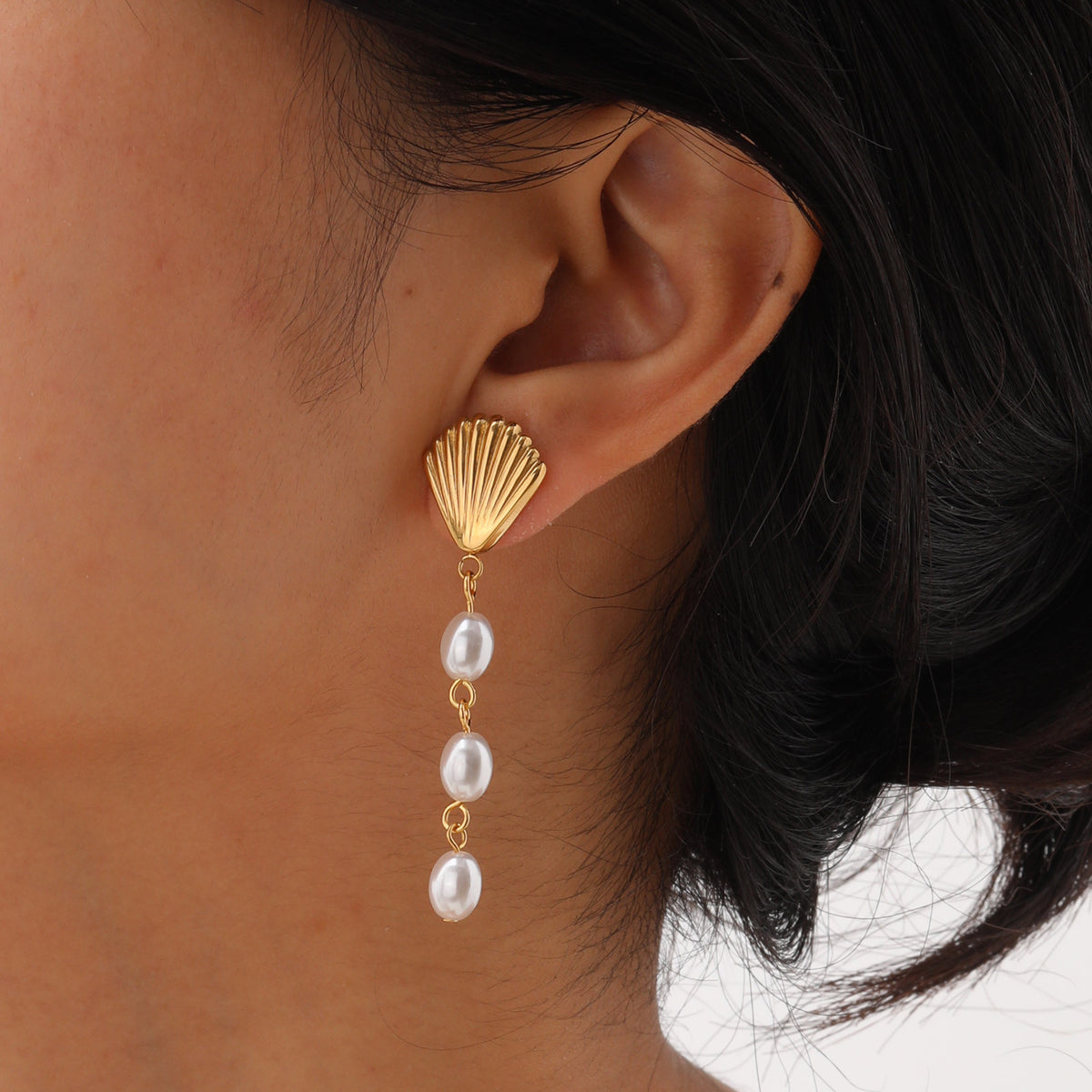 Stainless Steel Pearl Earrings