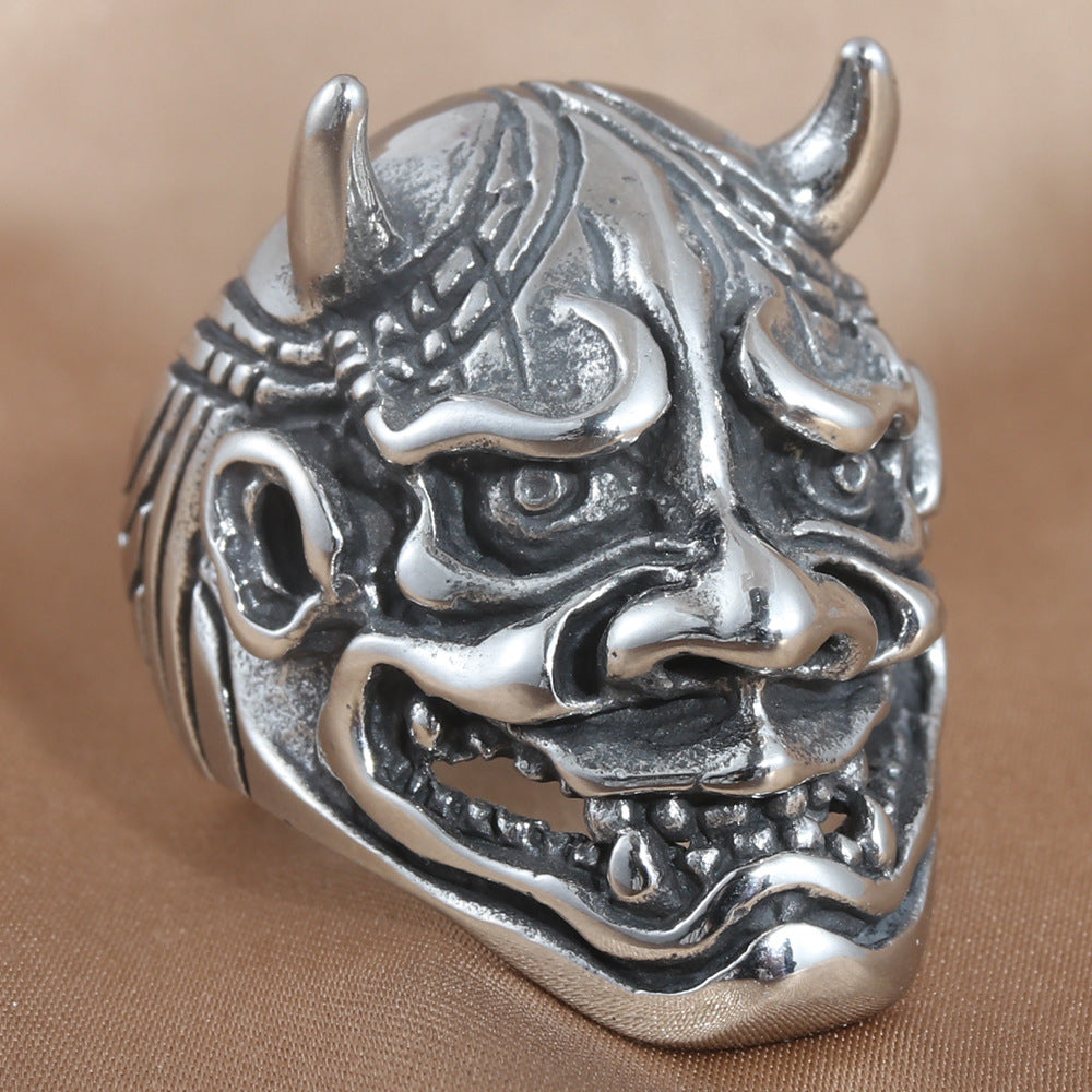 Titanium Steel Skull and Bull Monster Ring for Men - Retro Trendy Accessories