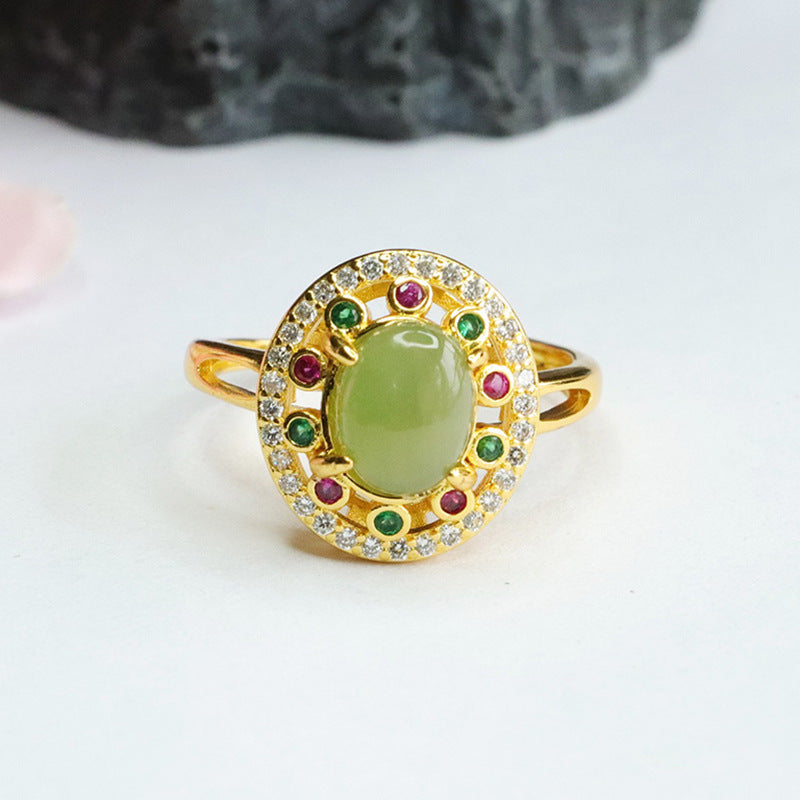 Hetian Jasper Vintage Cabochon Ring