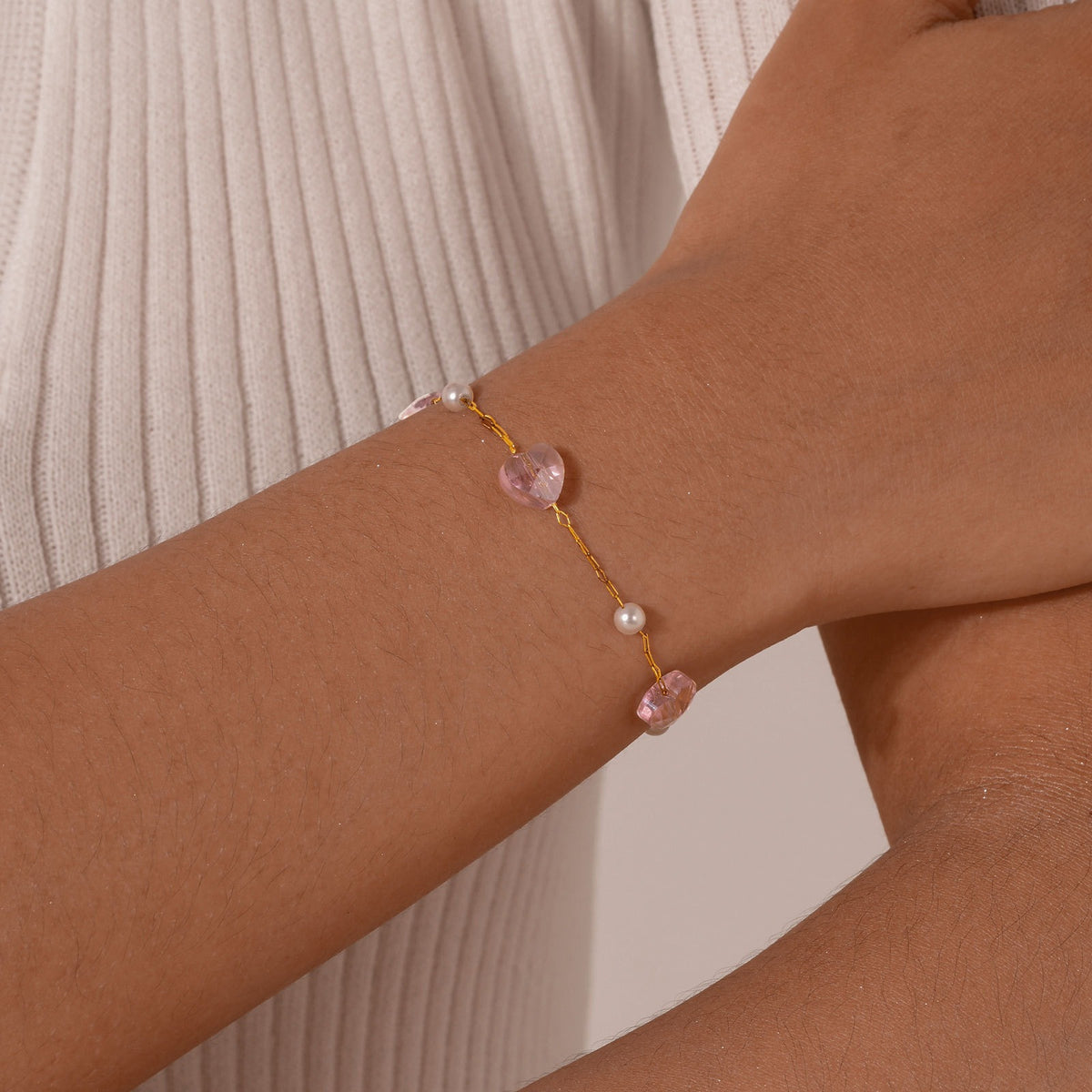 Butterfly Pearl Zircon Stainless Steel Bracelet
