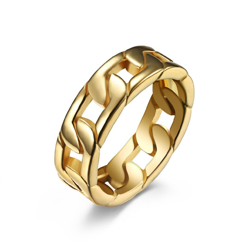 Planderful Everyday Genie Titanium Steel Durable Cuban Chain Ring For Men And Women Unisex Trendy Jewelry Sizes 7 To 12