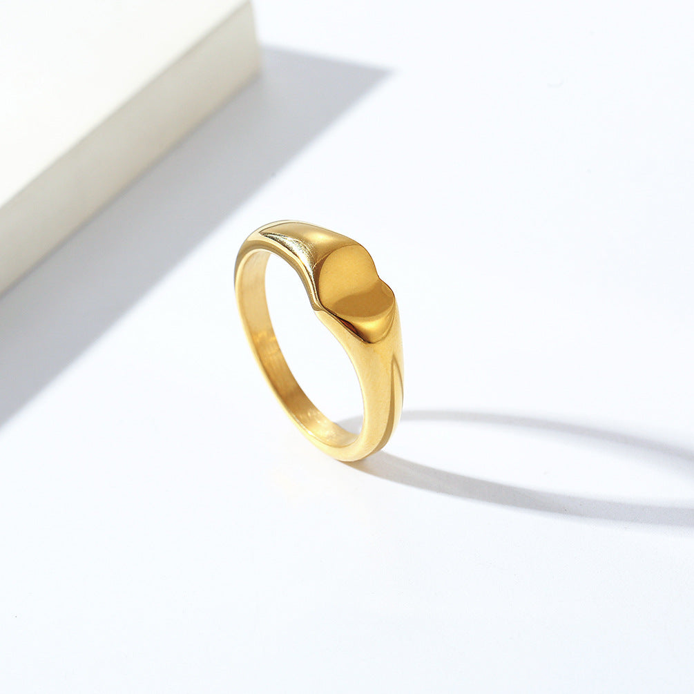 Cross-Border Simple Cold Wind Love Titanium Steel Ring for Women