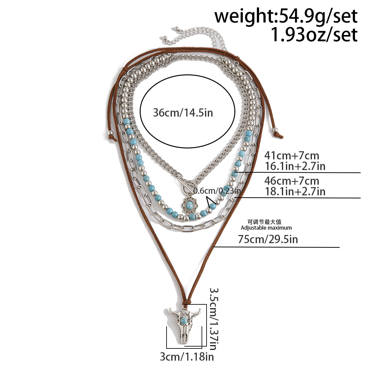 Western Bull Head Turquoise-Style Necklace