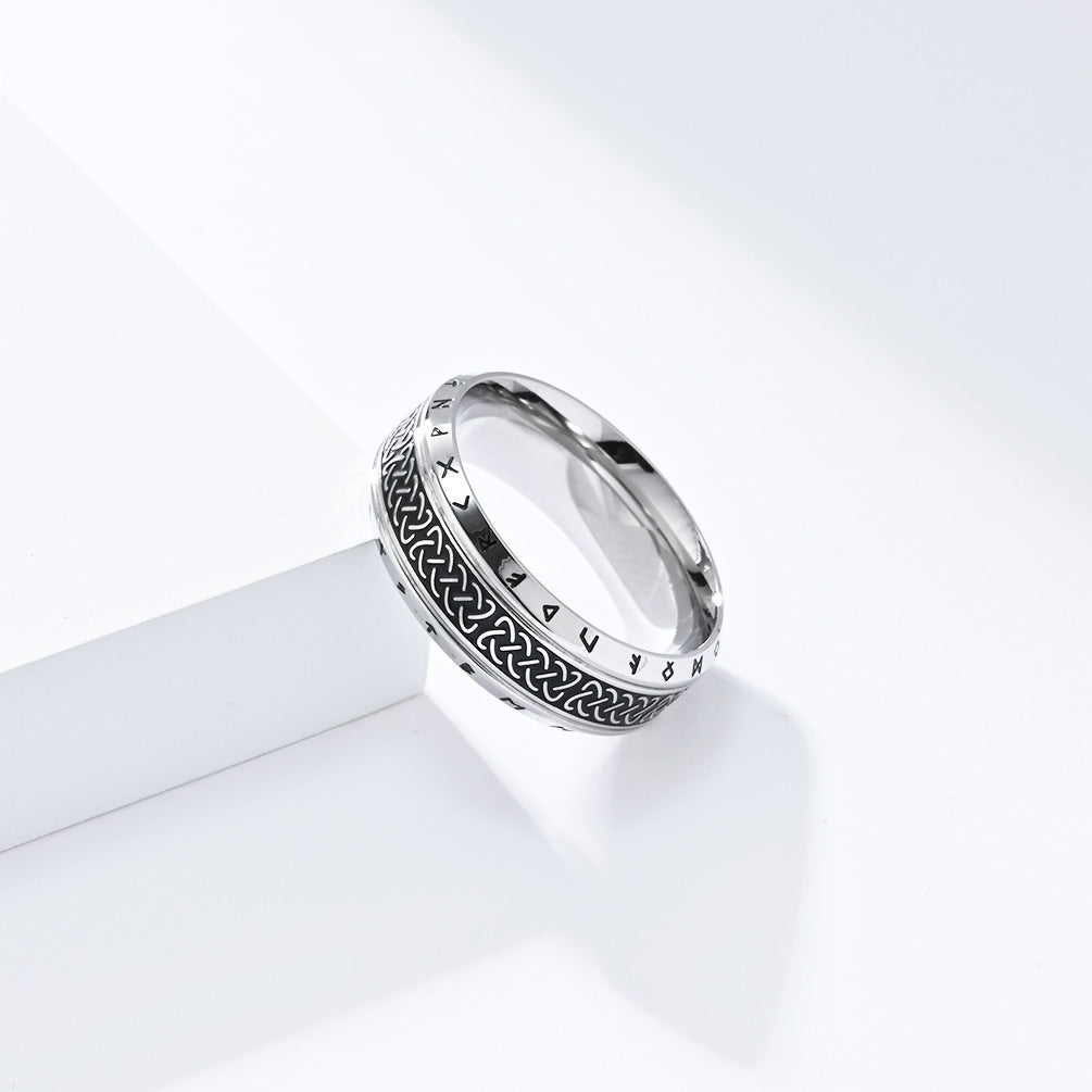 Nordic Retro Celtic Knot Viking Titanium Steel Ring for Men