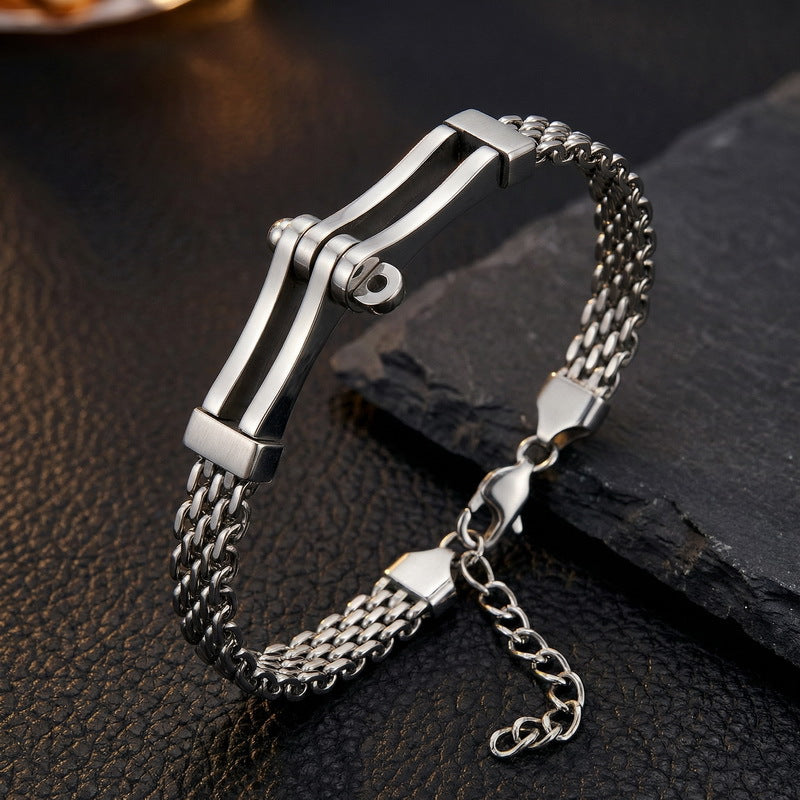 Hip-Hop Cool Locomotive Bracelet – Punk Bike Chain – Curved Mesh Chain Belt Extension