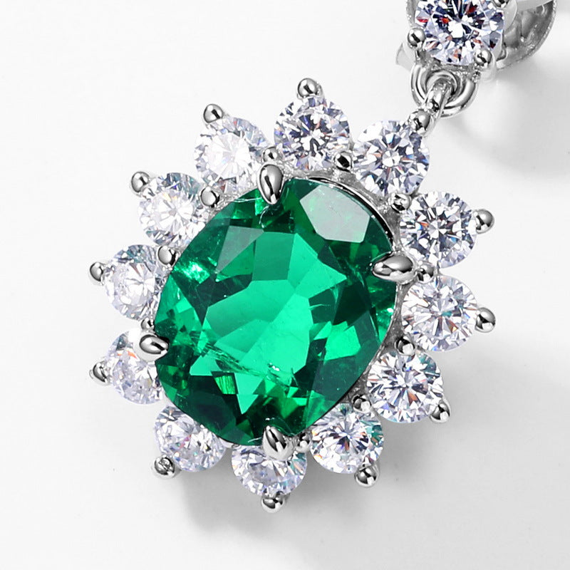 S925 Sterling Silver Lab-Grown Gemstone Sunflower Stud Earrings
