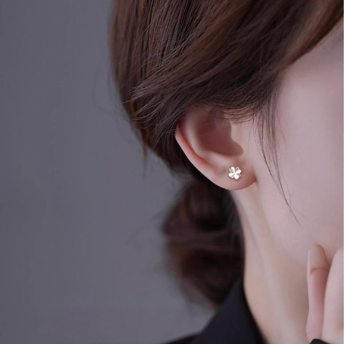 Planderful Sterling Silver Four Leaf Clover Stud Earrings For Women Elegant Versatile High End Jewelry