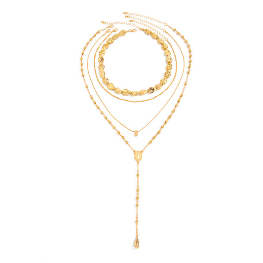 Geometric Teardrop Layered Necklace
