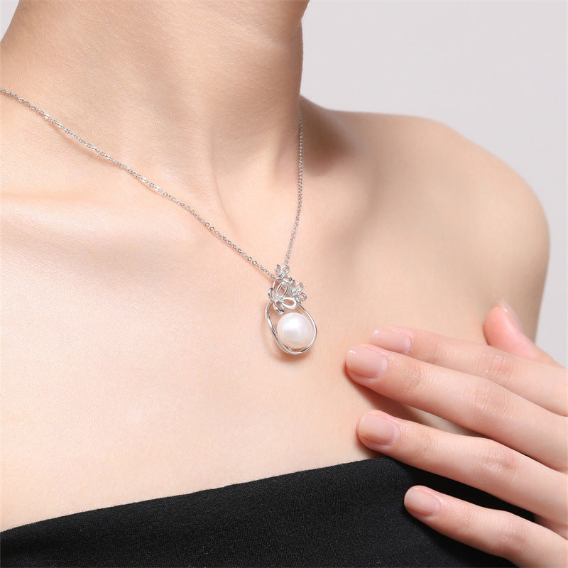 Vintage Pearl 925 Sterling Silver Women's Pendant Necklace