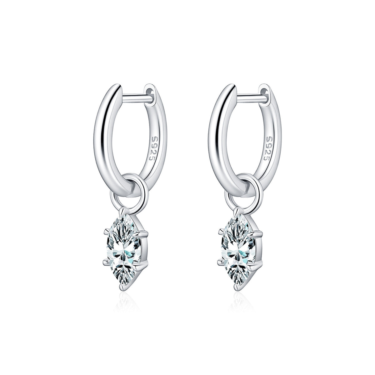 925 Sterling Silver Marquise Moissanite Earrings