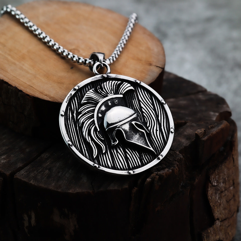 Pendant Personality Spartan Mask Shield Fashion Men's Pendant Stainless Steel Jewelry