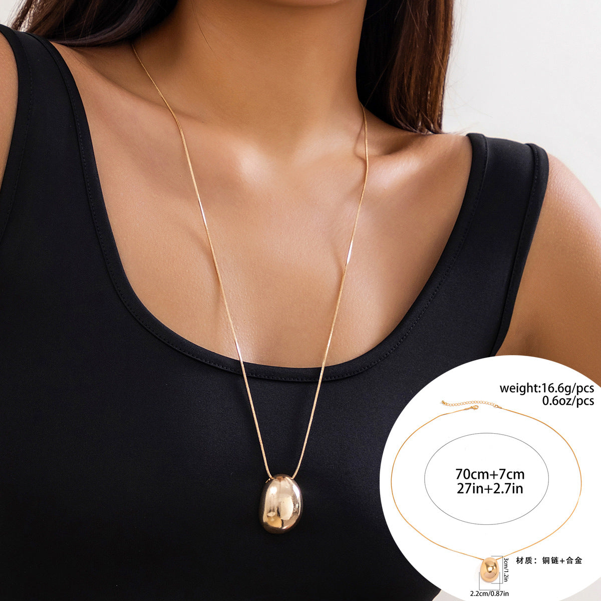 Exaggerated Ins Party Drop Smooth Necklace with Large Teardrop Comma – Cross-border Jewelry Inspired by Europe and The United States