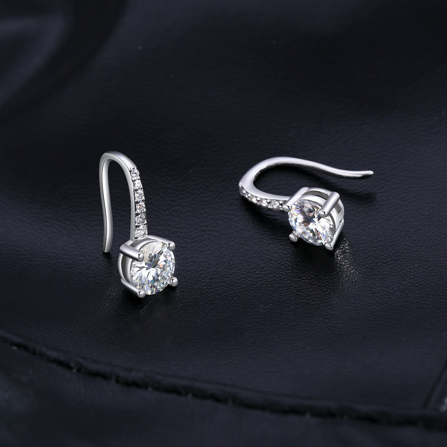 Planderful Moissanite Sparkling Earrings – Elegant French Design with Four-Claw Setting