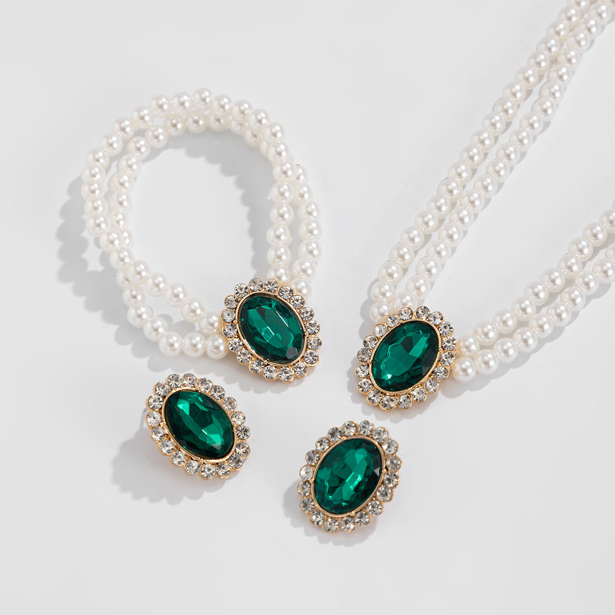 Planderful Vienna Verve Collection – Elegant Retro Pearl and Zircon Jewelry Set