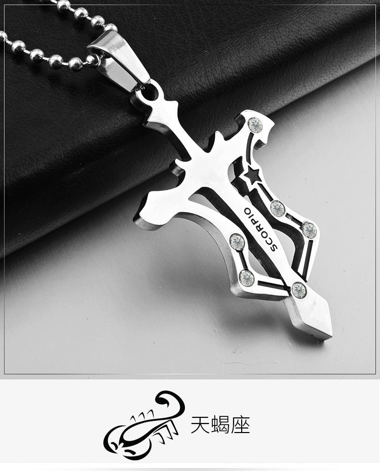 Crystal Zodiac Sign Pendant Necklace — 12 Signs