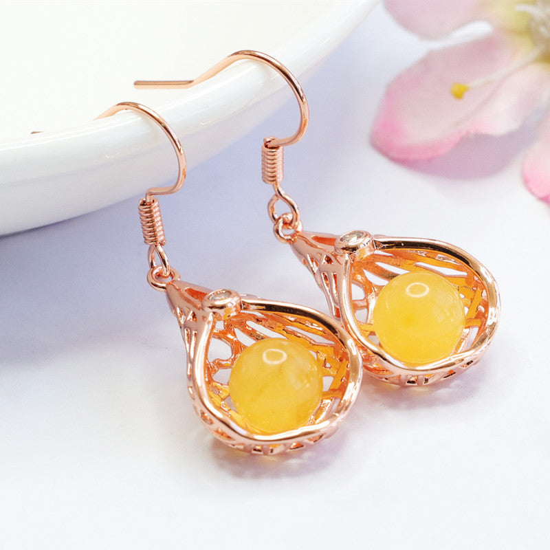 Beeswax Amber Swing Drop Earrings