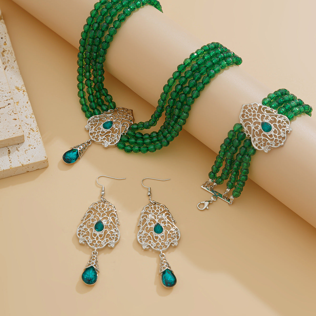 French Crystal Teardrop Jewelry Set