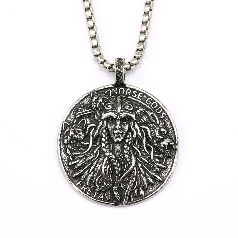 Viking Pendant Retro Stainless Steel Unisex Double Sided Norse Totem Necklace Planderful Norse Legacy