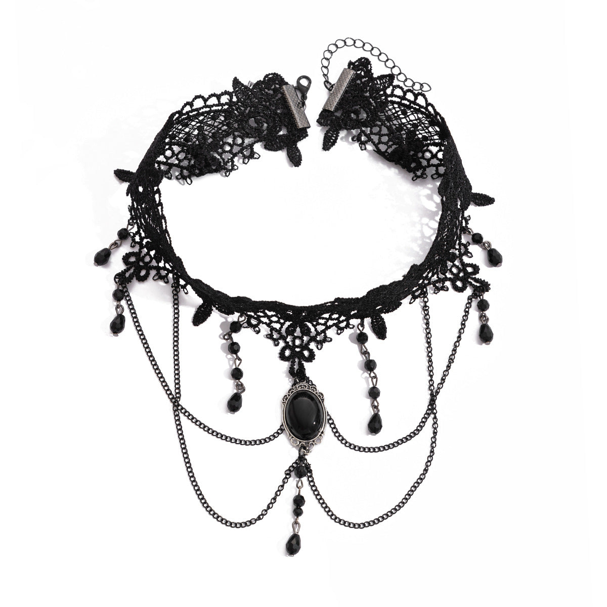 Gothic Lace Gemstone-Style Choker