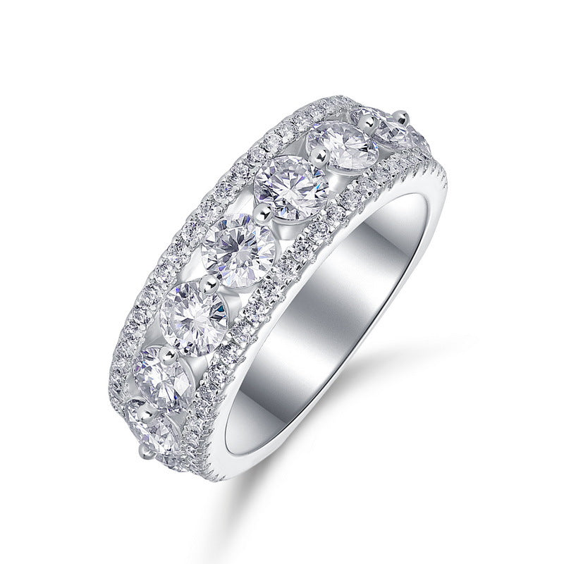 S925 Sterling Silver Moissanite Round Ring