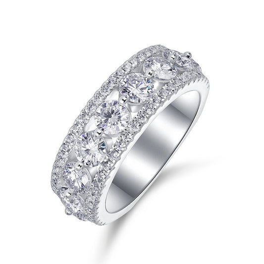 S925 Sterling Silver Moissanite Round Ring