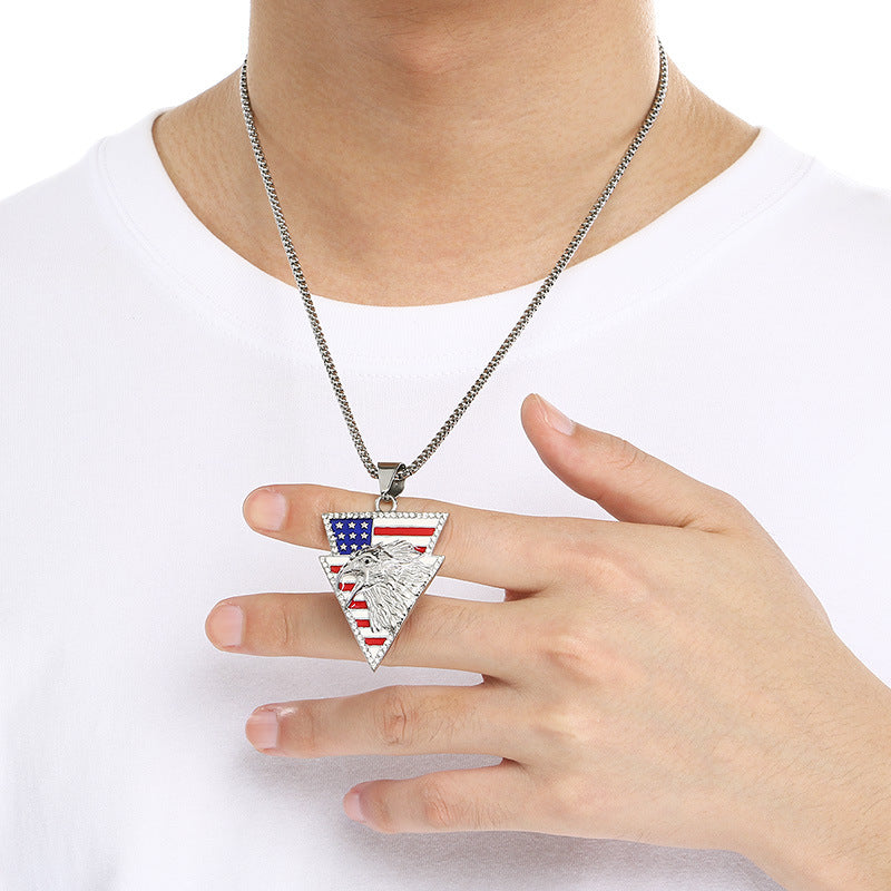 Planderful Eagle Pendant For Men Dripping Oil Pentagram