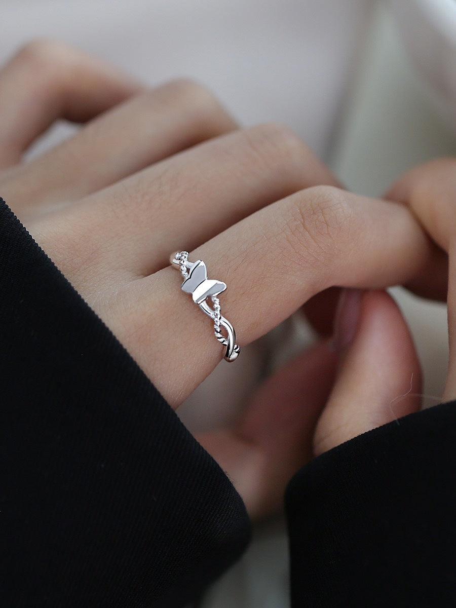 Planderful Everyday Genie Ring – Personalized Silver Butterfly and Cross Design