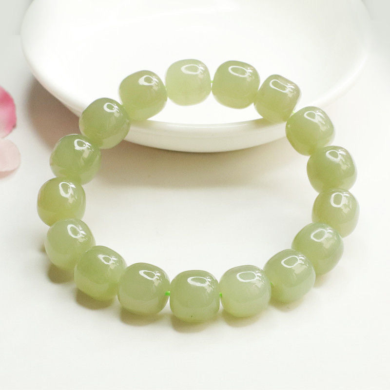 Hetian Jasper Barrel Bead Bracelet