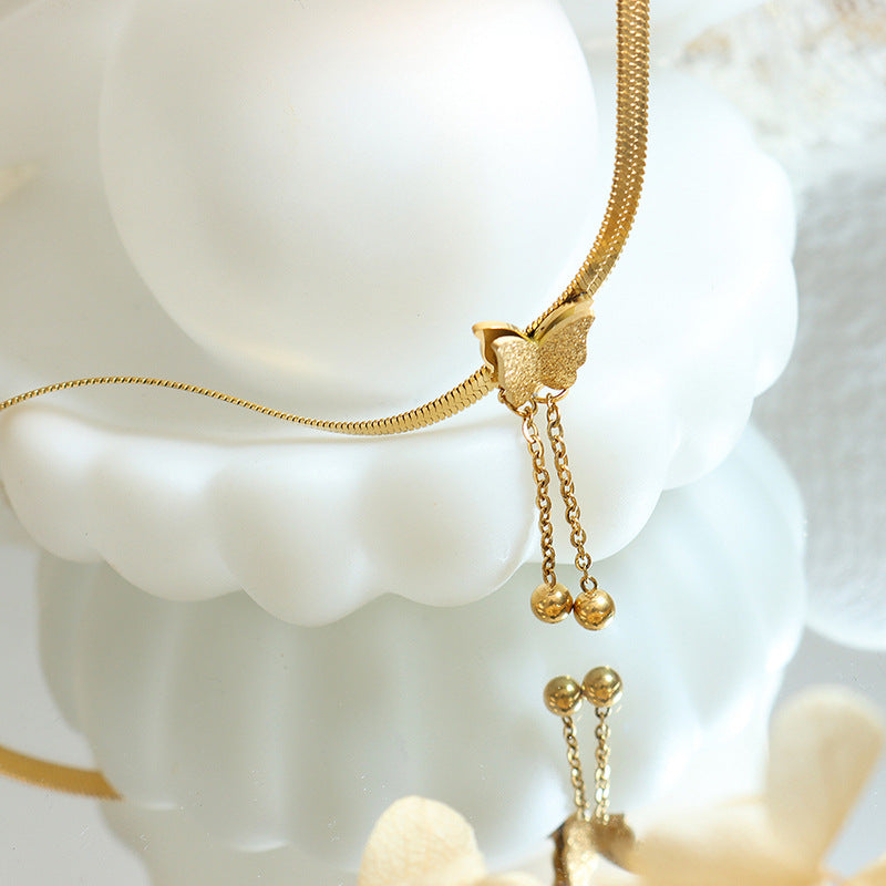 Enchanted Forest Butterfly Tassel Necklace - Unique Steel Ball Jewelry