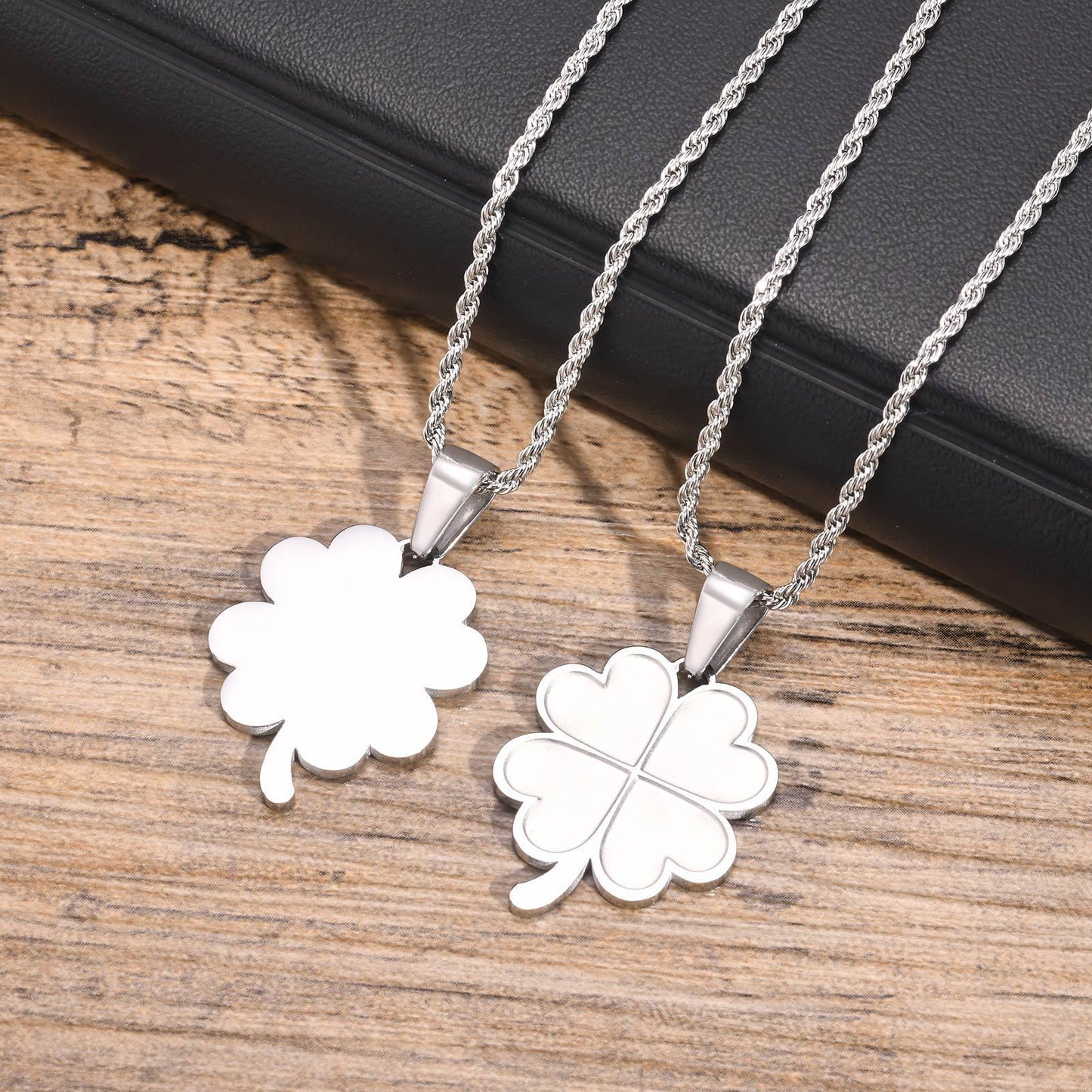 Jewelry Stainless Steel Four-Leaf Pendant Necklace Unisex