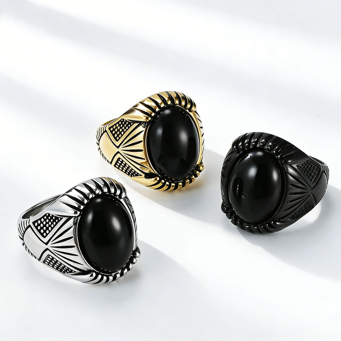 Planderful Everyday Genie Retro Black Stone Ring For Modern Luxury Seekers And Style Enthusiasts
