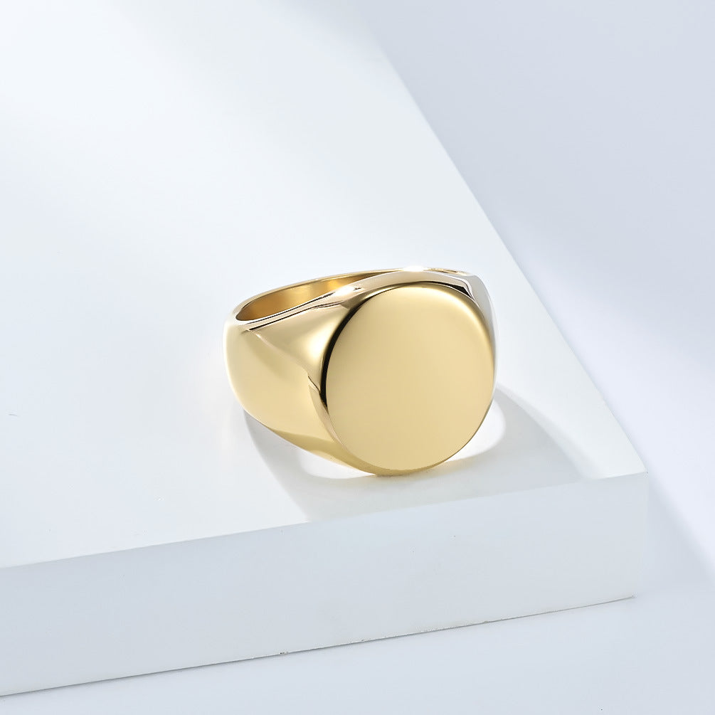 Titanium Steel Mens Ring Planderful Minimalist Seal Pattern Jewelry For Modern Gents