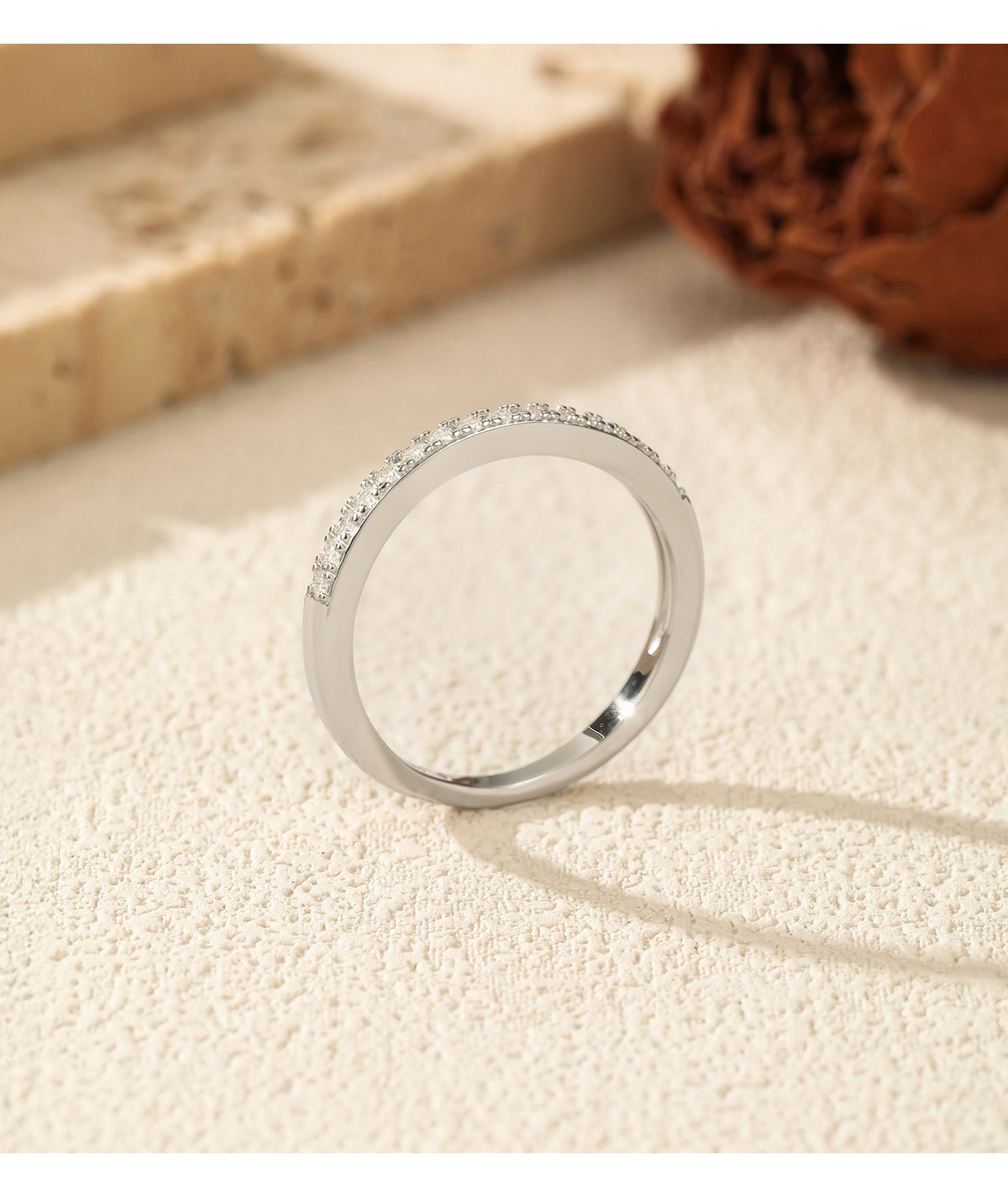 S925 Sterling Silver Moissanite Stacking Band