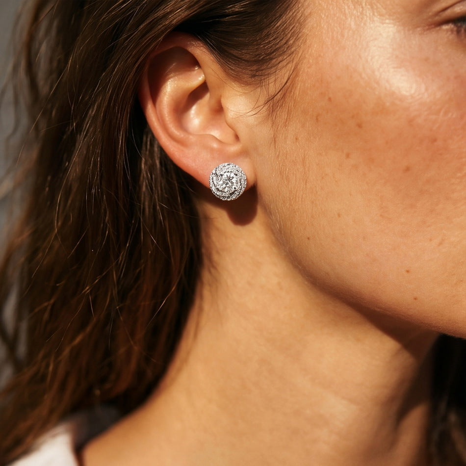 S925 Sterling Silver Moissanite Round 5.5 × 5.5 mm Stud Earrings