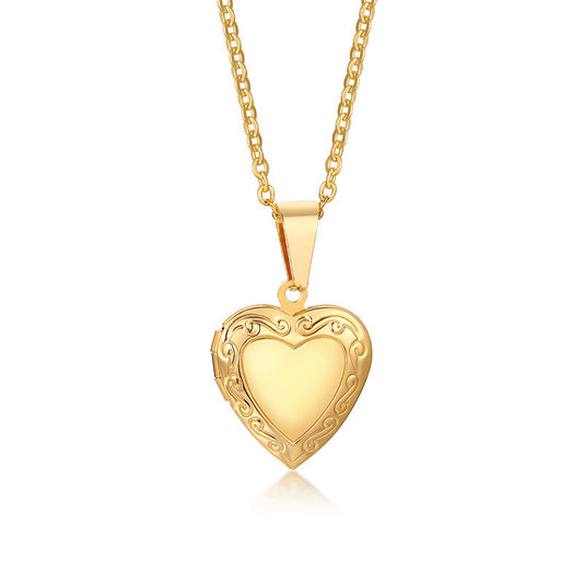 European And American Heart-Shaped Zircon Gold Necklace