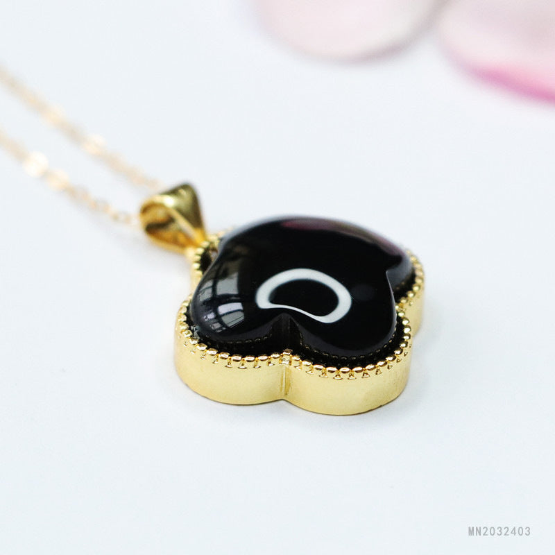 Black Agate Clover Pendant — No Chain