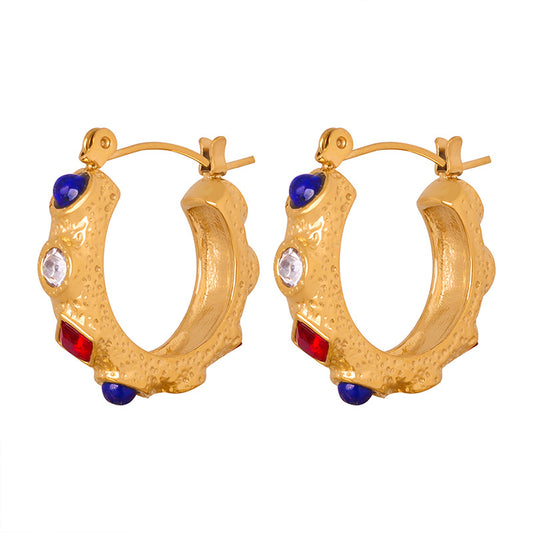 Luxurious French-inspired Geometric Gold-Plated Earrings for Elegant Women