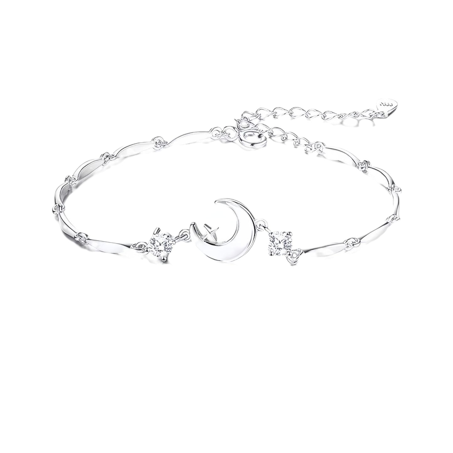 Planderful Shop Sterling Silver Star Moon Bracelet Exquisite Luxury Gift For Girlfriend Christmas Gift