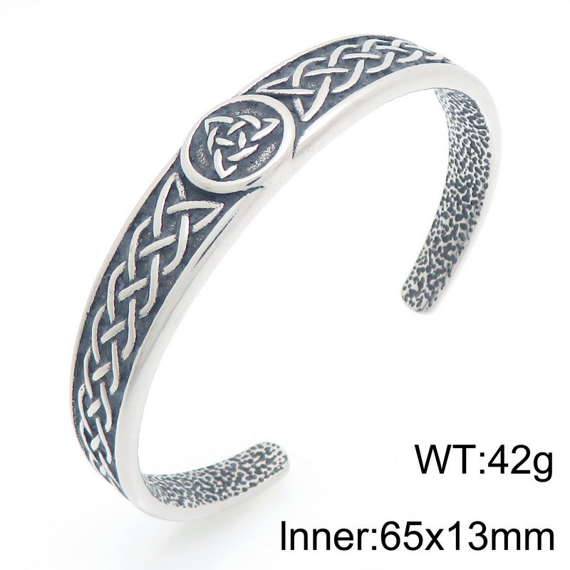 Viking Celtic Knot & Odin Rune Open Bracelet