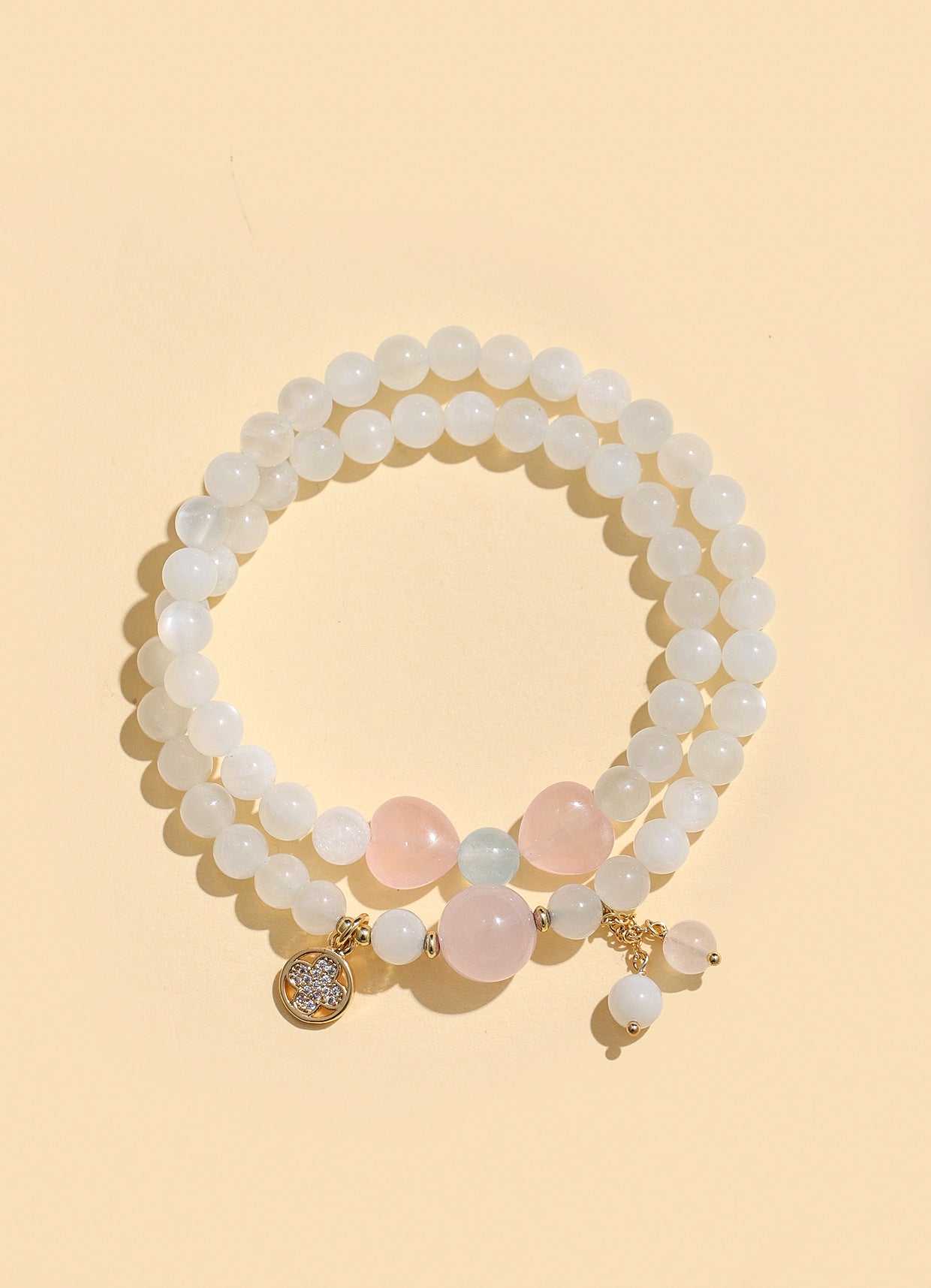 Planderful Fortune's Favor Double Circle Pink Crystal Love Bracelet – Fresh and Sweet Aesthetic