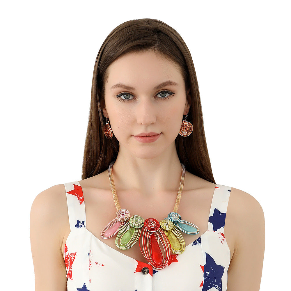 Savanna Rhythms Resin Necklace Set for the African Bride