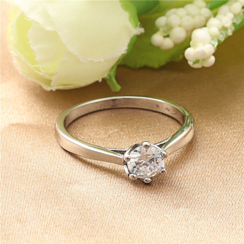 Trendy Titanium Steel Ring with White Stone - Fashionable Women's Birthday and Wedding Accessory