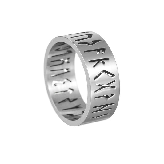 8MM Stainless Steel Viking Rune Men's Ring - Non-Fading Hollow Jewelry