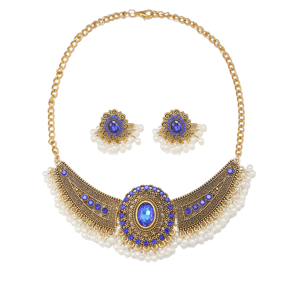 Sky Feather Diamond Pearl Jewelry Set - Ethnic & Bohemian Statement Pieces