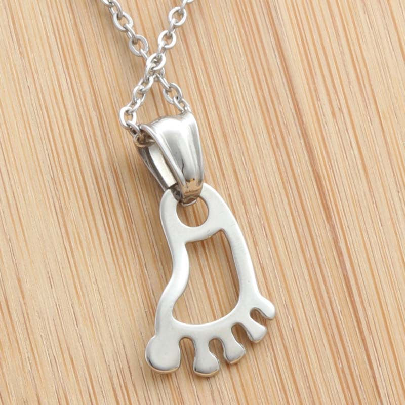 Personalized Titanium Steel Foot Pendant Necklace - Trendy Punk Design for Men and Women