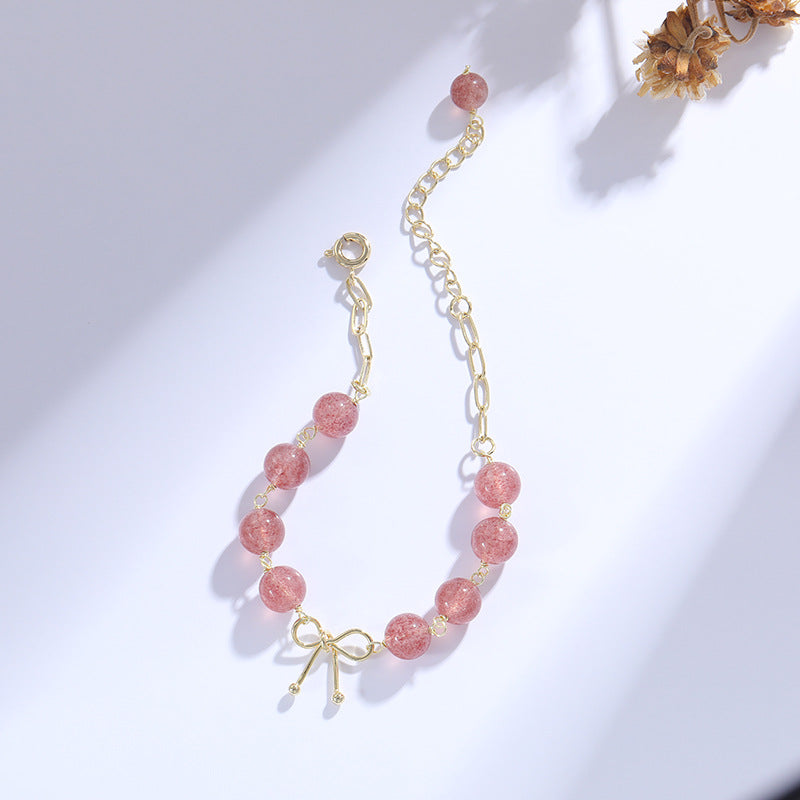 Fortune's Favor Strawberry Crystal Bow Bracelet