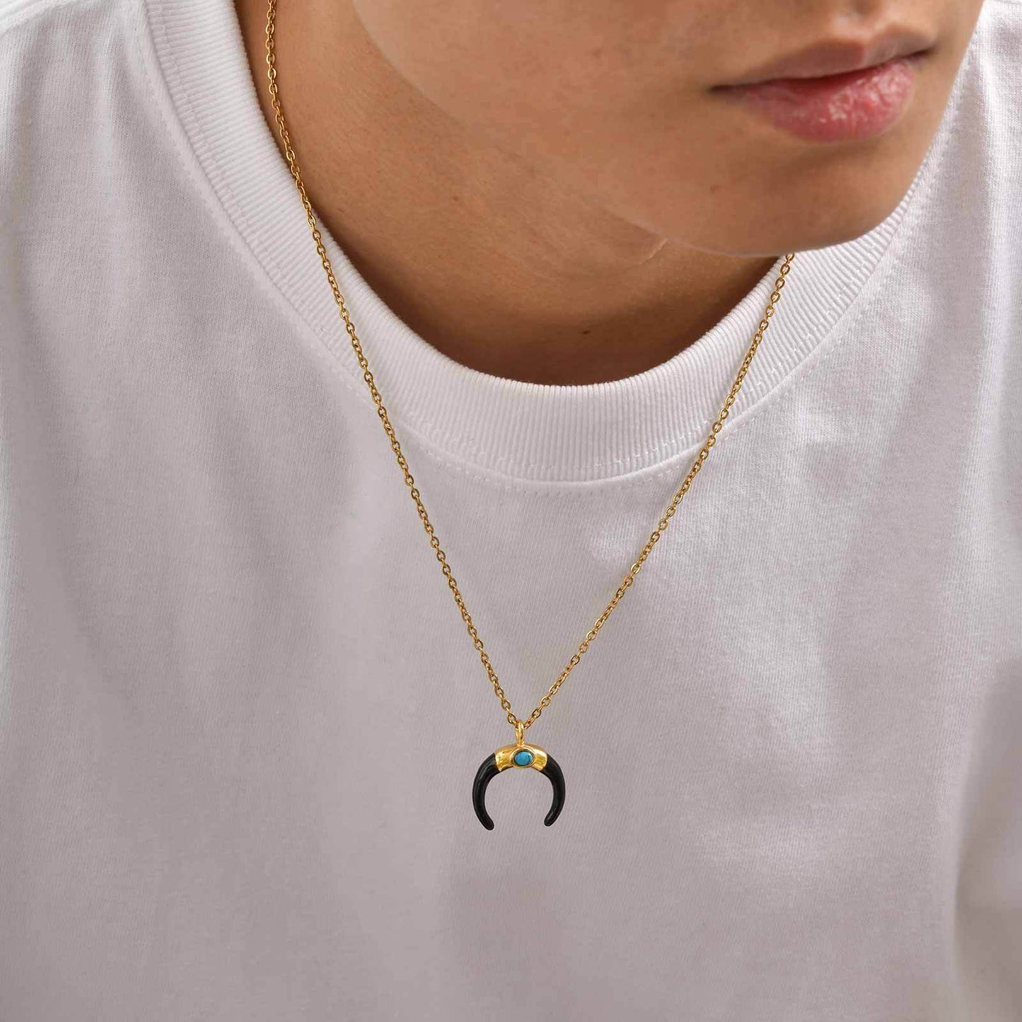 Planderful Stainless Moon Pendant Necklace Unisex Crescent