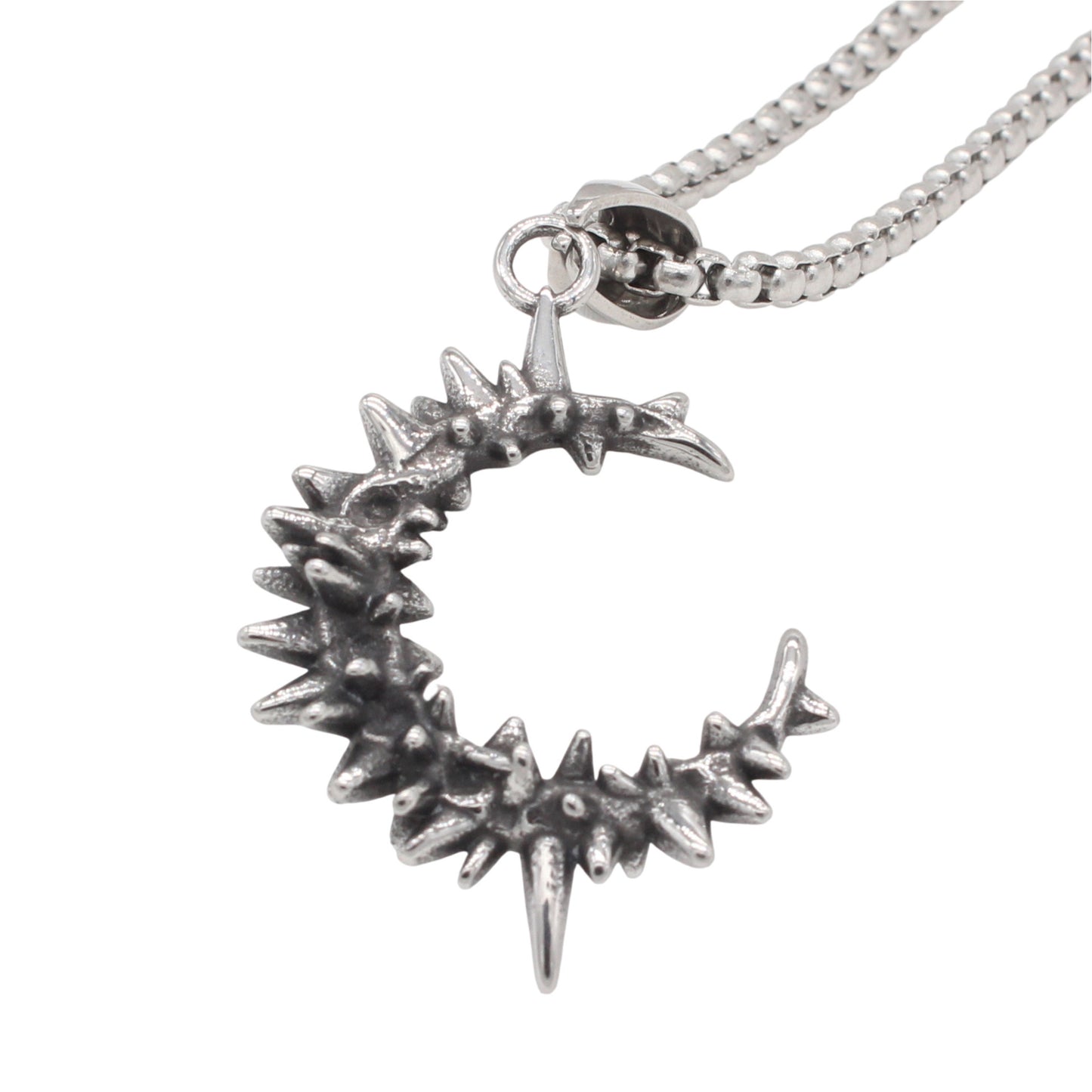 Planderful Everyday Genie – European and American Retro Moon Men's Titanium Steel Pendant Necklace for Men